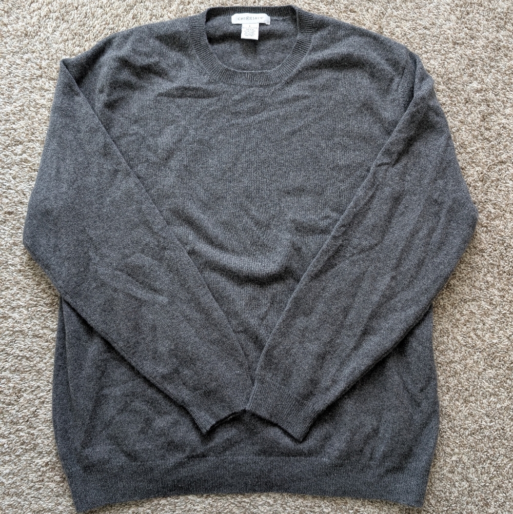 Chereskin 100%‎ Cashmere Charcoal Crewneck Sweater Men's Size L